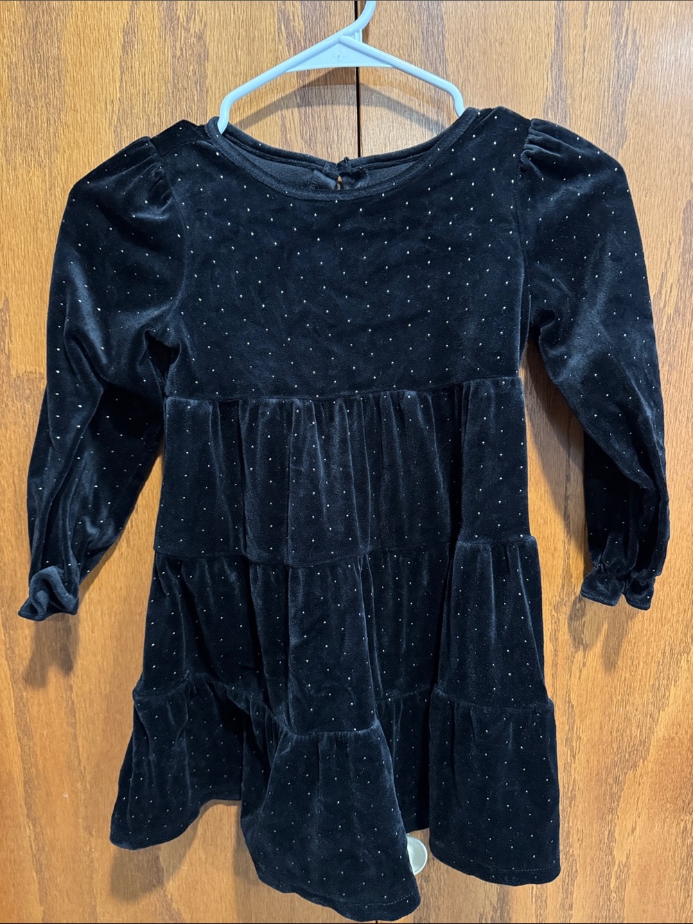 Tahari Black Velvet Tiered Dress with Sparkle